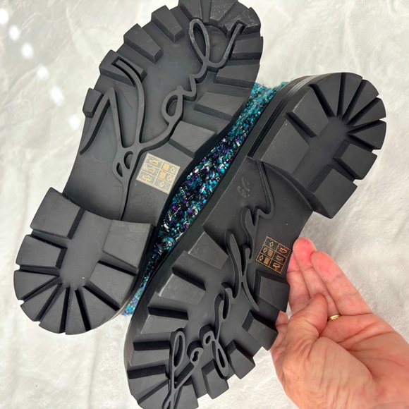 KARL LAGERFELD Mela Black and Blue Tweed Embellished Combat Boots--NWT--7 - Picture 11 of 16